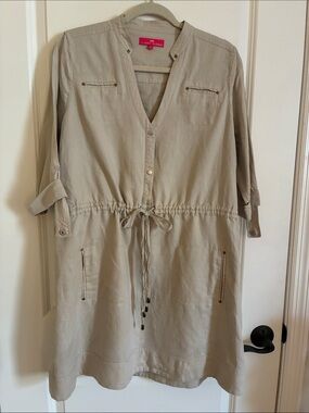 Elaine Turner Taupe Drawstring Mini Dress